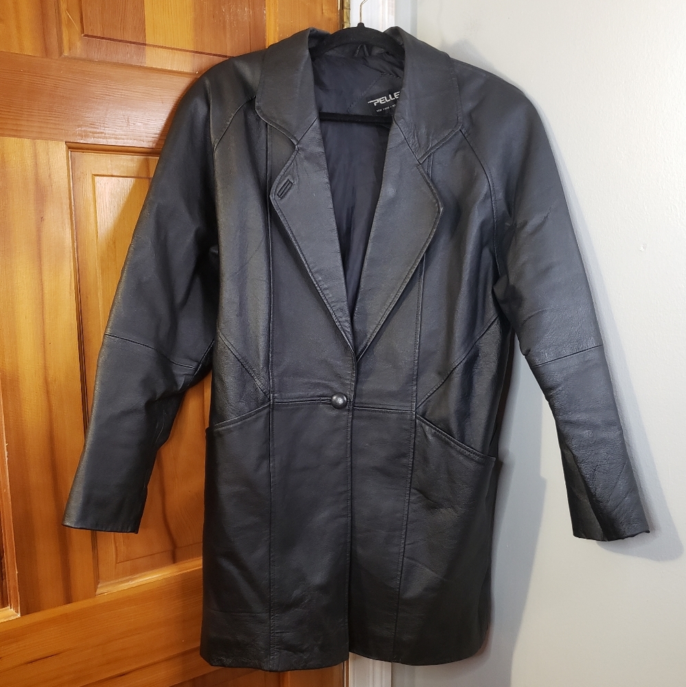 Pelle Women's Genuine Leather Knee Length Coat